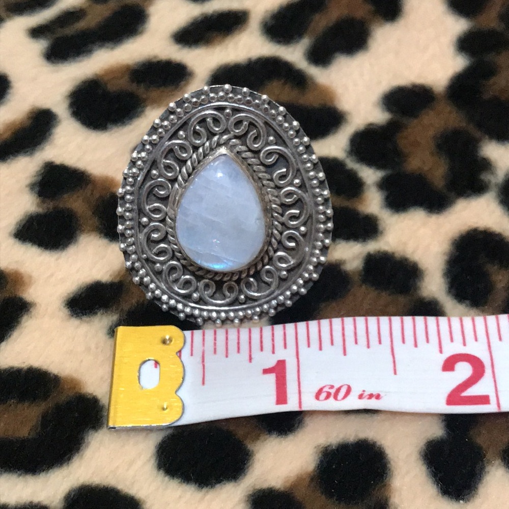 Sterling Silver Rainbow MOONSTONE Rainbow Healing Ring 7 925 Jewelry Gemstone - Picture 6 of 16